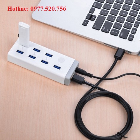 Bộ Chia USB 3.0 thành 7 cổng USB 3.0 Ugreen 20296 Nguồn 12V/5A